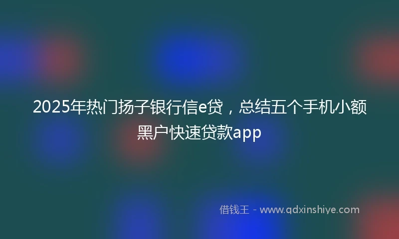 2025年热门扬子银行信e贷，总结五个手机小额黑户快速贷款app