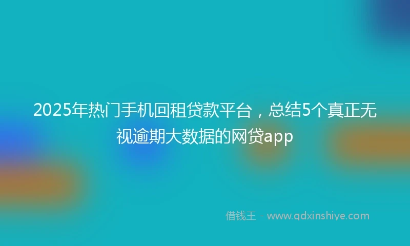 2025年热门手机回租贷款平台，总结5个真正无视逾期大数据的网贷app
