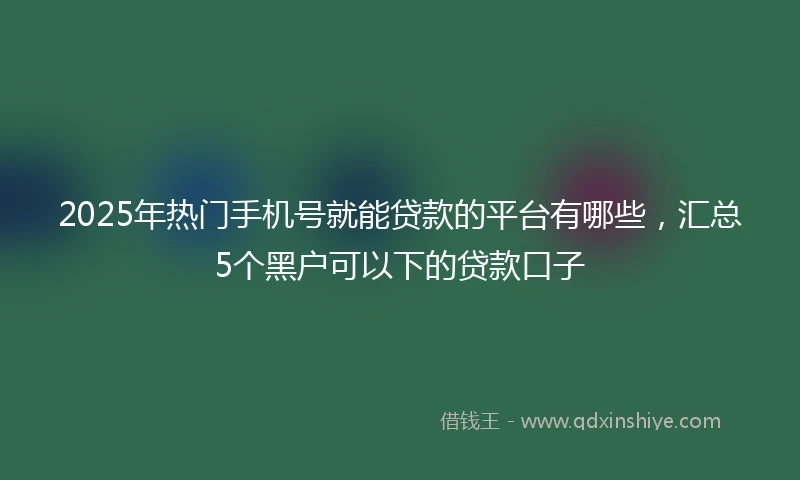 2025年热门手机号就能贷款的平台有哪些，汇总5个黑户可以下的贷款口子
