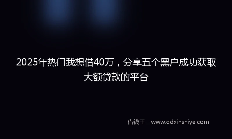 2025年热门我想借40万，分享五个黑户成功获取大额贷款的平台