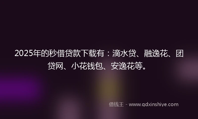 2025年的秒借贷款下载有：滴水贷、融逸花、团贷网、小花钱包、安逸花等。