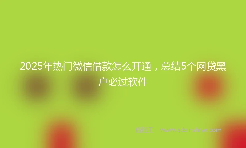 2025年热门微信借款怎么开通，总结5个网贷黑户必过软件