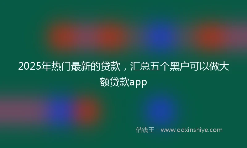 2025年热门最新的贷款，汇总五个黑户可以做大额贷款app