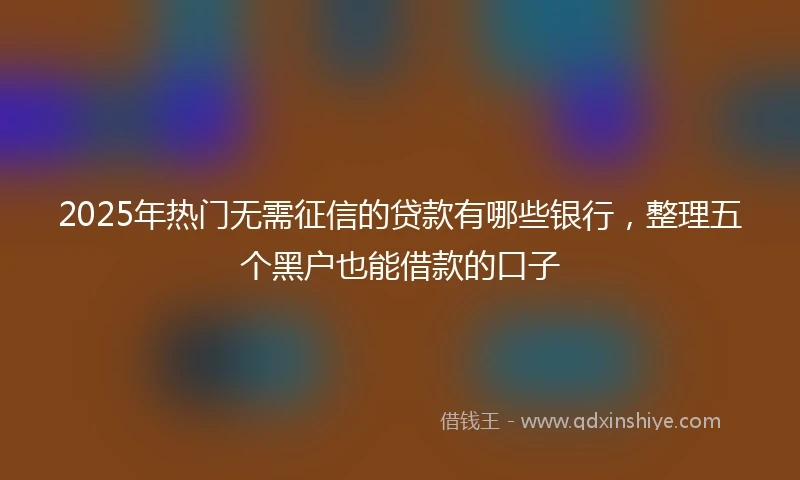 2025年热门无需征信的贷款有哪些银行，整理五个黑户也能借款的口子