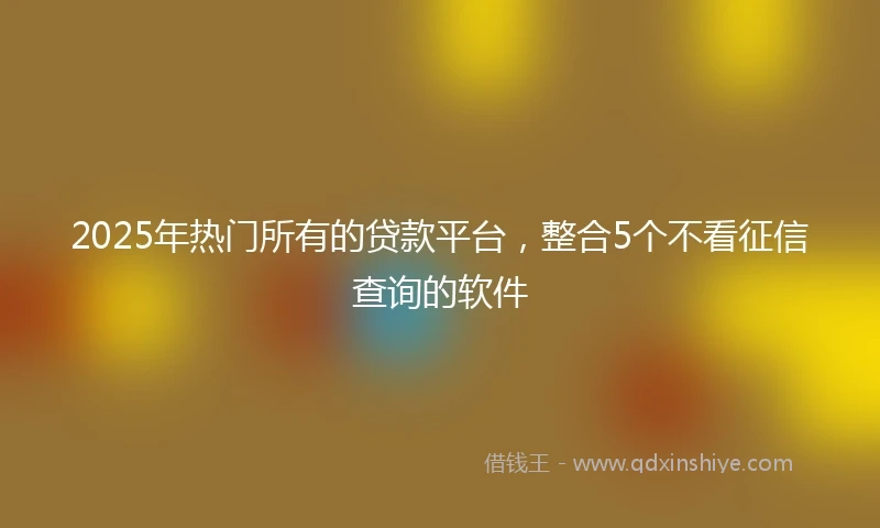 2025年热门所有的贷款平台，整合5个不看征信查询的软件