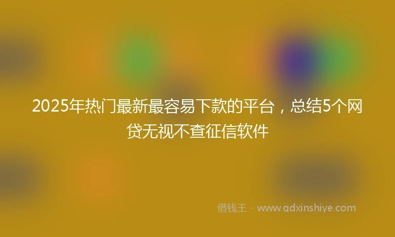 2025年热门最新最容易下款的平台，总结5个网贷无视不查征信软件