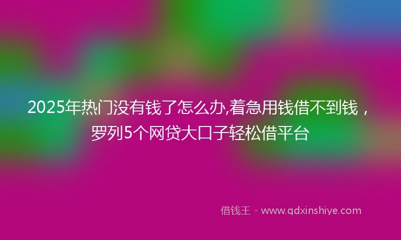2025年热门没有钱了怎么办,着急用钱借不到钱，罗列5个网贷大口子轻松借平台