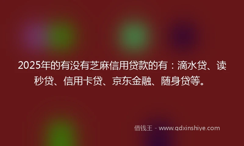 2025年的有没有芝麻信用贷款的有：滴水贷、读秒贷、信用卡贷、京东金融、随身贷等。