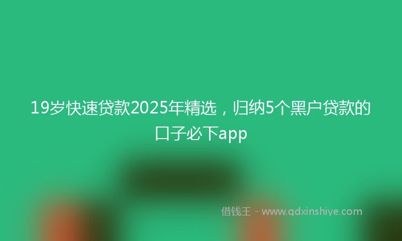 19岁快速贷款2025年精选，归纳5个黑户贷款的口子必下app
