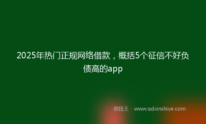 2025年热门正规网络借款，概括5个征信不好负债高的app