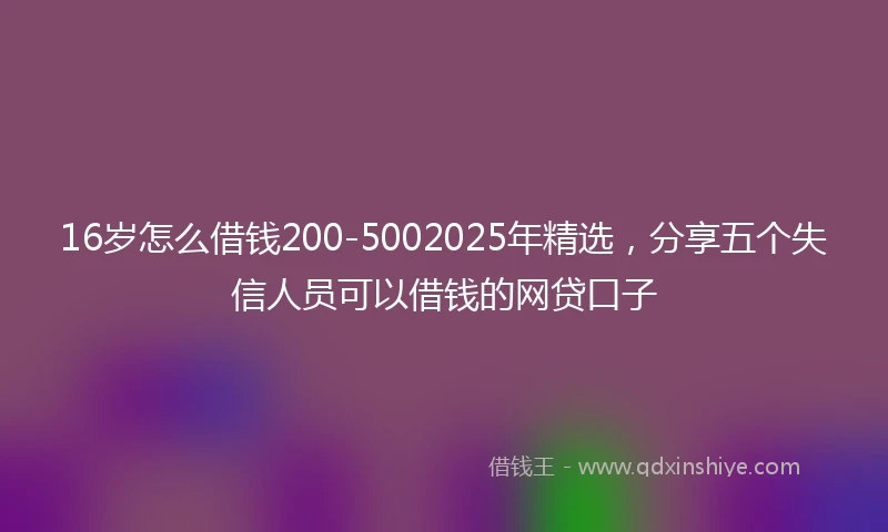 16岁怎么借钱200-5002025年精选，分享五个失信人员可以借钱的网贷口子