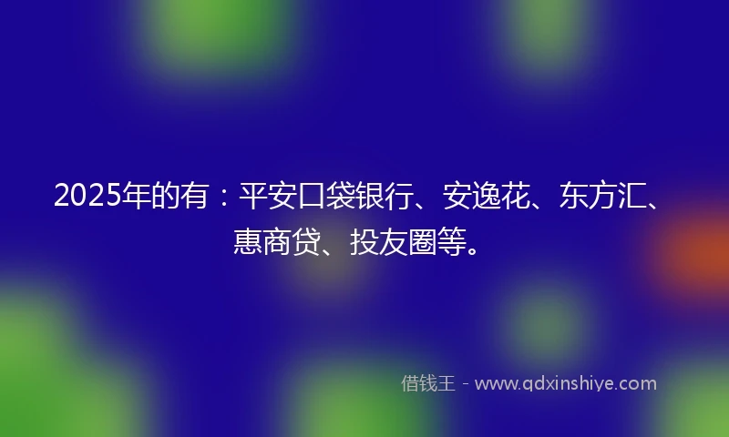 2025年的有：平安口袋银行、安逸花、东方汇、惠商贷、投友圈等。