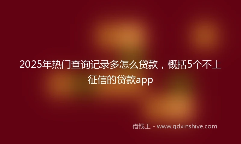 2025年热门查询记录多怎么贷款，概括5个不上征信的贷款app