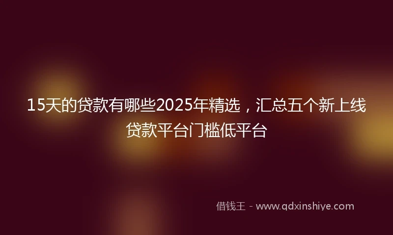 15天的贷款有哪些2025年精选，汇总五个新上线贷款平台门槛低平台