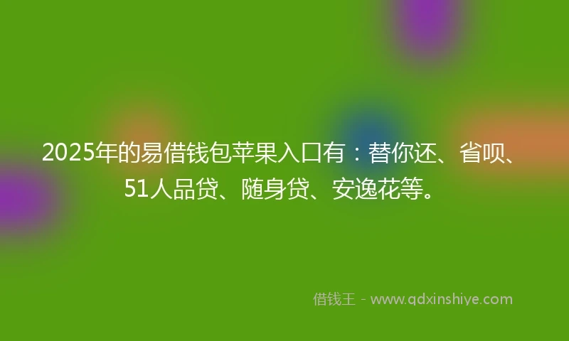 2025年的易借钱包苹果入口有：替你还、省呗、51人品贷、随身贷、安逸花等。