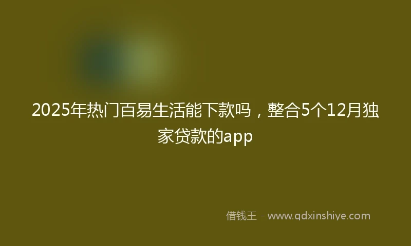 2025年热门百易生活能下款吗，整合5个12月独家贷款的app