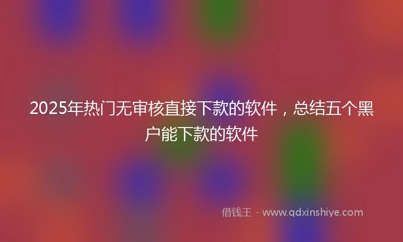 2025年热门无审核直接下款的软件，总结五个黑户能下款的软件