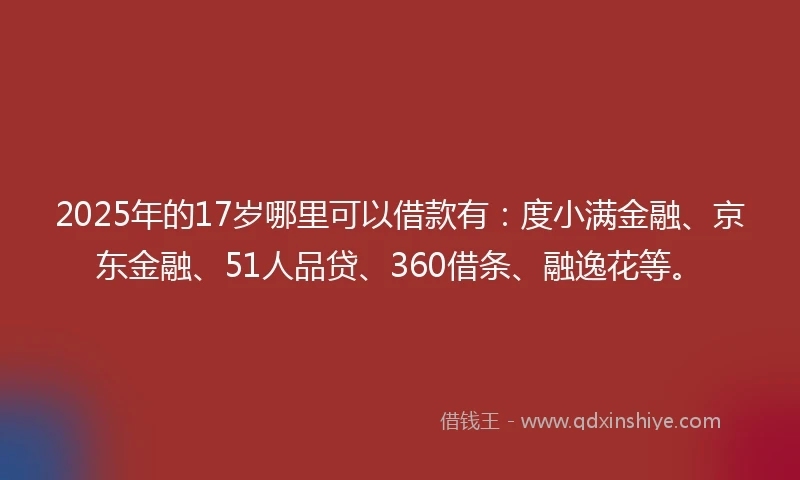 2025年的17岁哪里可以借款有：度小满金融、京东金融、51人品贷、360借条、融逸花等。