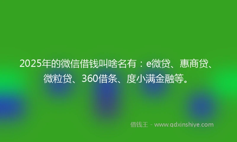 2025年的微信借钱叫啥名有：e微贷、惠商贷、微粒贷、360借条、度小满金融等。