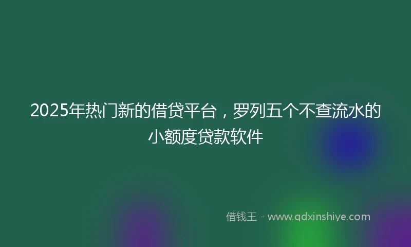 2025年热门新的借贷平台，罗列五个不查流水的小额度贷款软件