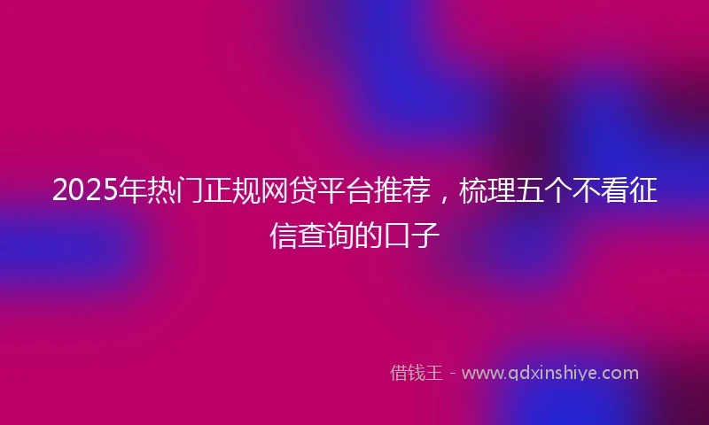 2025年热门正规网贷平台推荐，梳理五个不看征信查询的口子