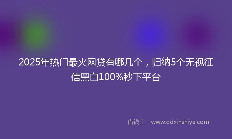 2025年热门最火网贷有哪几个，归纳5个无视征信黑白100%秒下平台