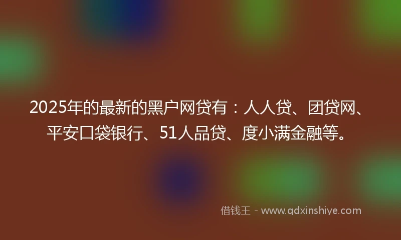 2025年的最新的黑户网贷有：人人贷、团贷网、平安口袋银行、51人品贷、度小满金融等。