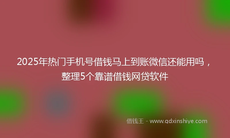 2025年热门手机号借钱马上到账微信还能用吗，整理5个靠谱借钱网贷软件