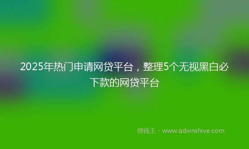 2025年热门申请网贷平台，整理5个无视黑白必下款的网贷平台