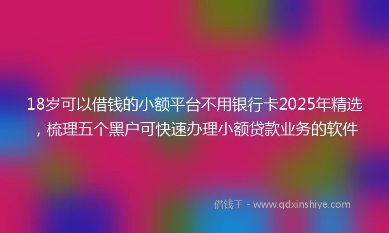 18岁可以借钱的小额平台不用银行卡2025年精选，梳理五个黑户可快速办理小额贷款业务的软件