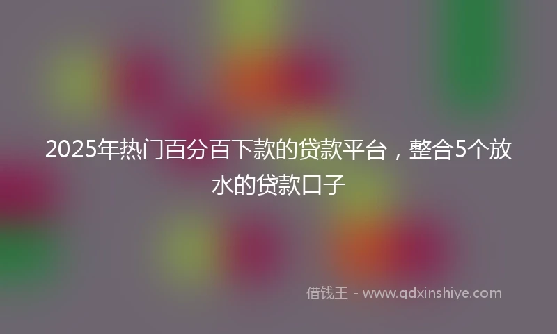 2025年热门百分百下款的贷款平台，整合5个放水的贷款口子