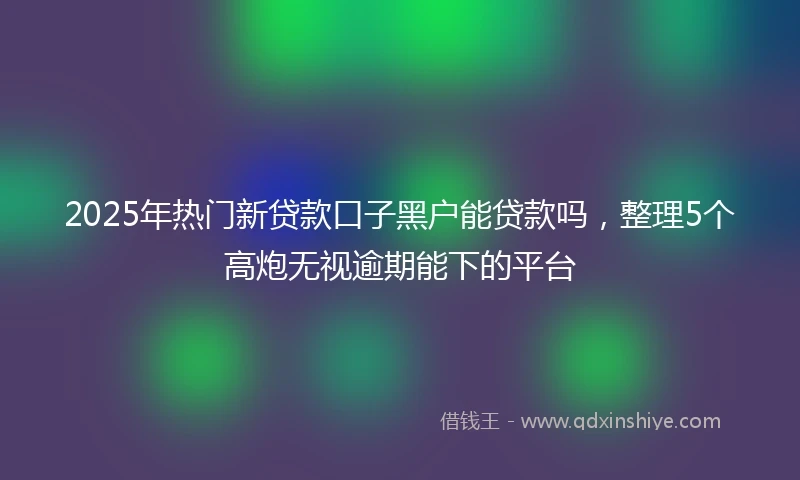 2025年热门新贷款口子黑户能贷款吗，整理5个高炮无视逾期能下的平台