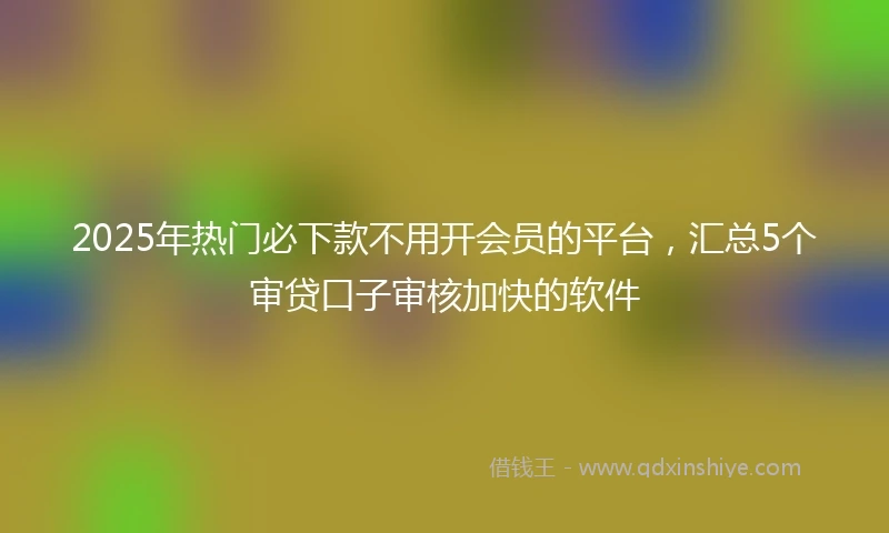 2025年热门必下款不用开会员的平台，汇总5个审贷口子审核加快的软件