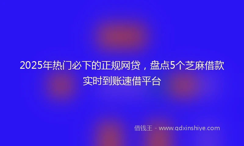 2025年热门必下的正规网贷，盘点5个芝麻借款实时到账速借平台