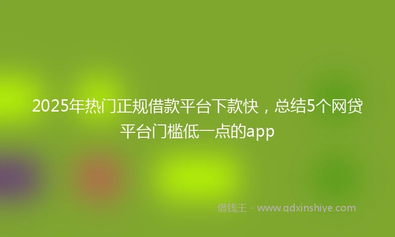 2025年热门正规借款平台下款快，总结5个网贷平台门槛低一点的app