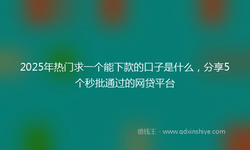 2025年热门求一个能下款的口子是什么，分享5个秒批通过的网贷平台