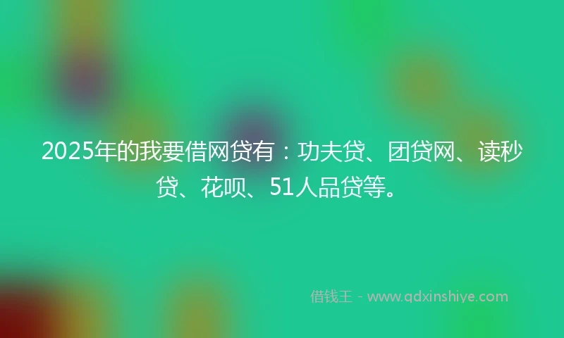 2025年的我要借网贷有：功夫贷、团贷网、读秒贷、花呗、51人品贷等。