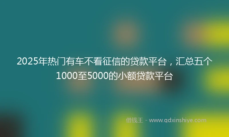 2025年热门有车不看征信的贷款平台，汇总五个1000至5000的小额贷款平台