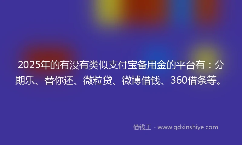 2025年的有没有类似支付宝备用金的平台有：分期乐、替你还、微粒贷、微博借钱、360借条等。