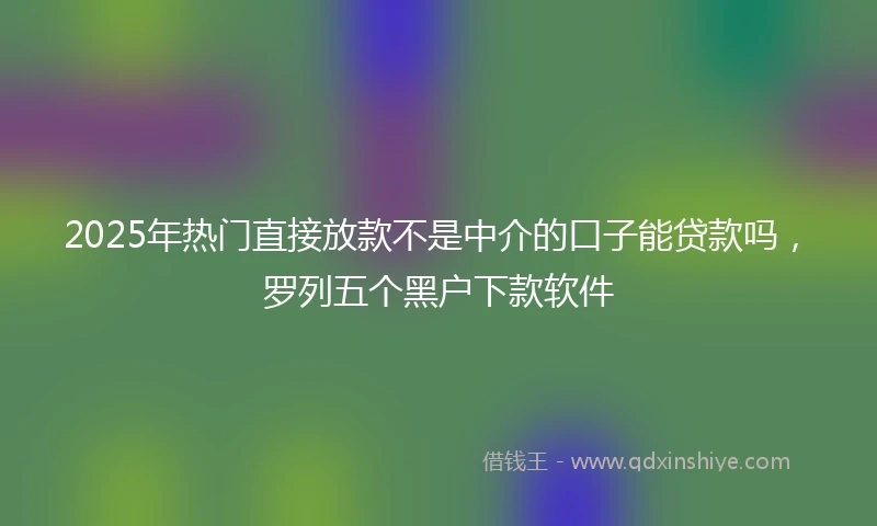 2025年热门直接放款不是中介的口子能贷款吗，罗列五个黑户下款软件