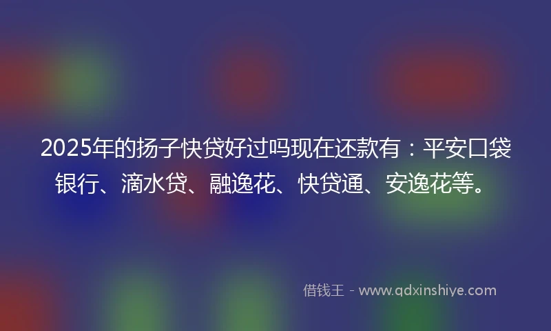 2025年的扬子快贷好过吗现在还款有：平安口袋银行、滴水贷、融逸花、快贷通、安逸花等。