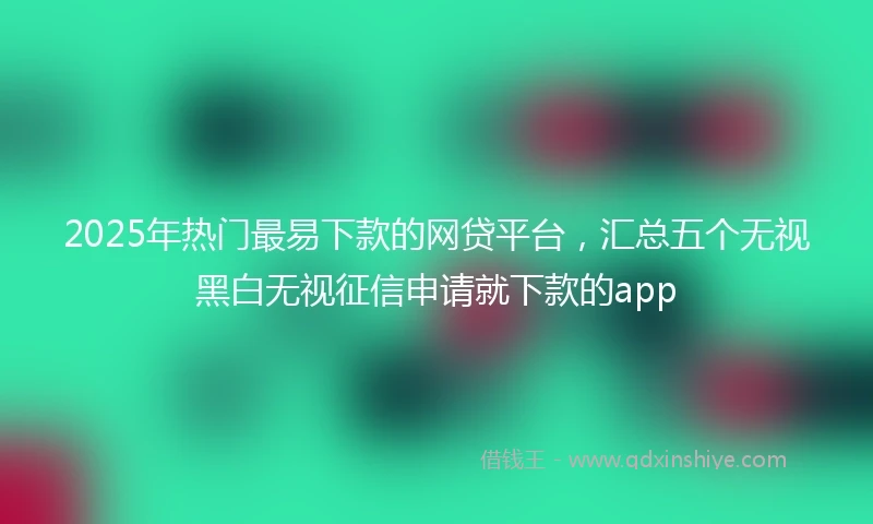 2025年热门最易下款的网贷平台，汇总五个无视黑白无视征信申请就下款的app