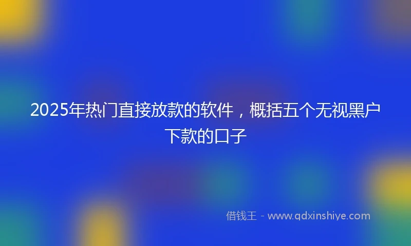 2025年热门直接放款的软件，概括五个无视黑户下款的口子