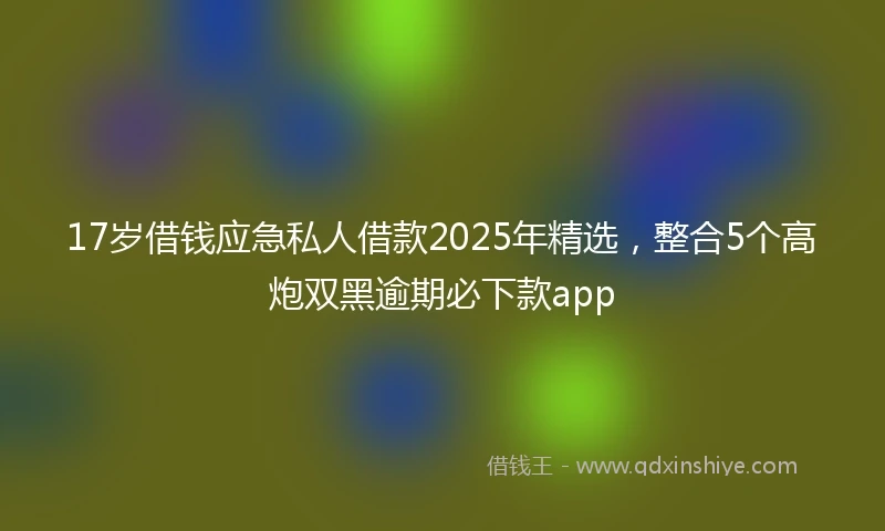 17岁借钱应急私人借款2025年精选，整合5个高炮双黑逾期必下款app