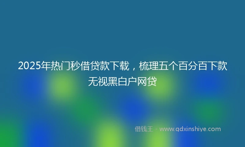 2025年热门秒借贷款下载，梳理五个百分百下款无视黑白户网贷