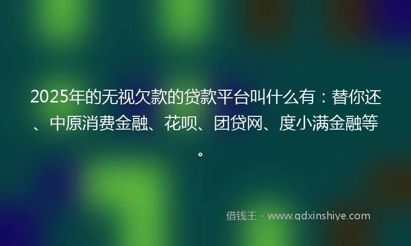 2025年的无视欠款的贷款平台叫什么有：替你还、中原消费金融、花呗、团贷网、度小满金融等。
