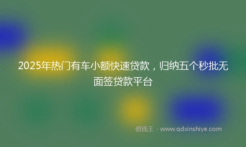2025年热门有车小额快速贷款，归纳五个秒批无面签贷款平台