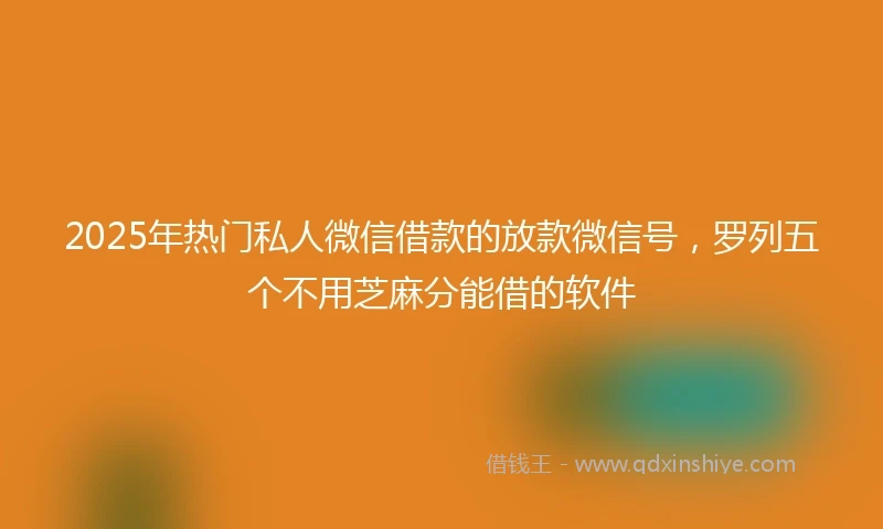 2025年热门私人微信借款的放款微信号,罗列五个不用芝麻分能借的软件