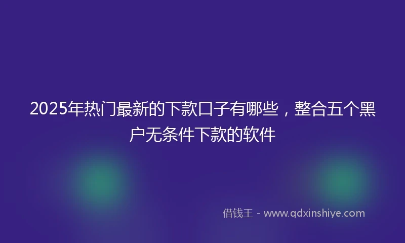 2025年热门最新的下款口子有哪些，整合五个黑户无条件下款的软件