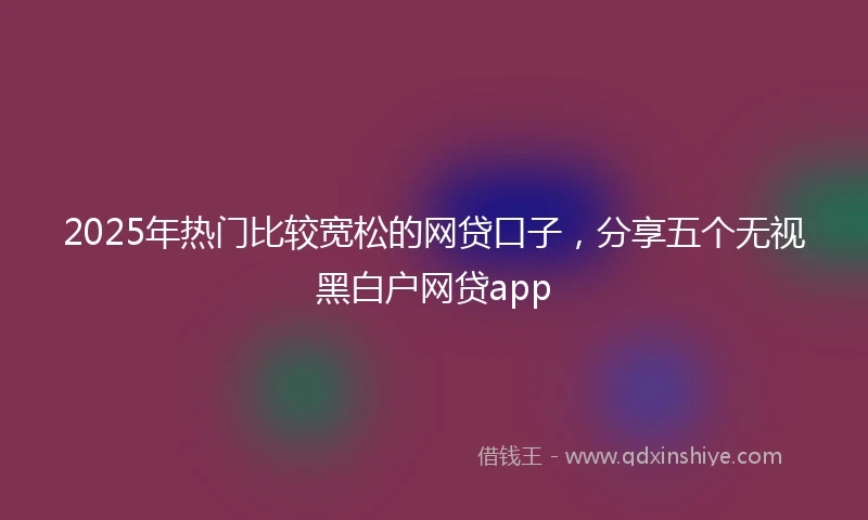 2025年热门比较宽松的网贷口子，分享五个无视黑白户网贷app